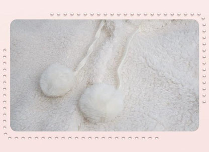 Yingtang - Plus Size Lolita Christmas Plush Coat Dress Set