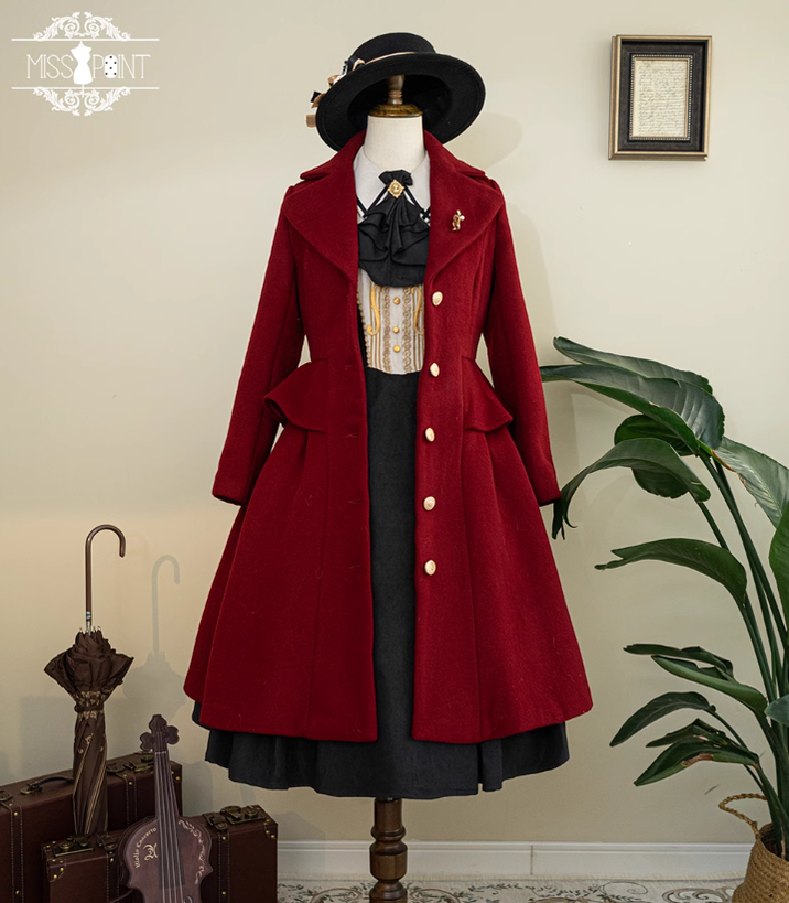 Miss Point - Golden Movement - Elegant Lolita Woolen Coat Quilted Overcoat Customized