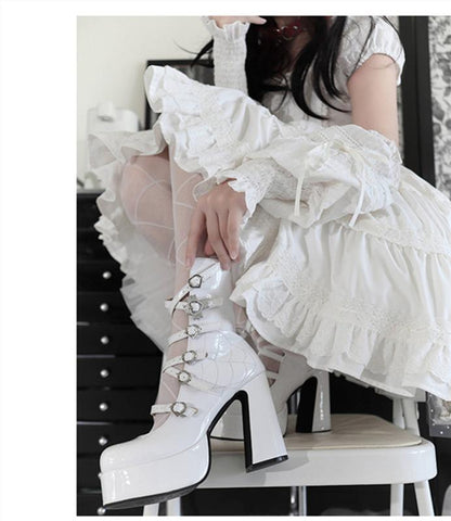Pure Tea For Dream - Cross Buckle Punk Lolita Shoes