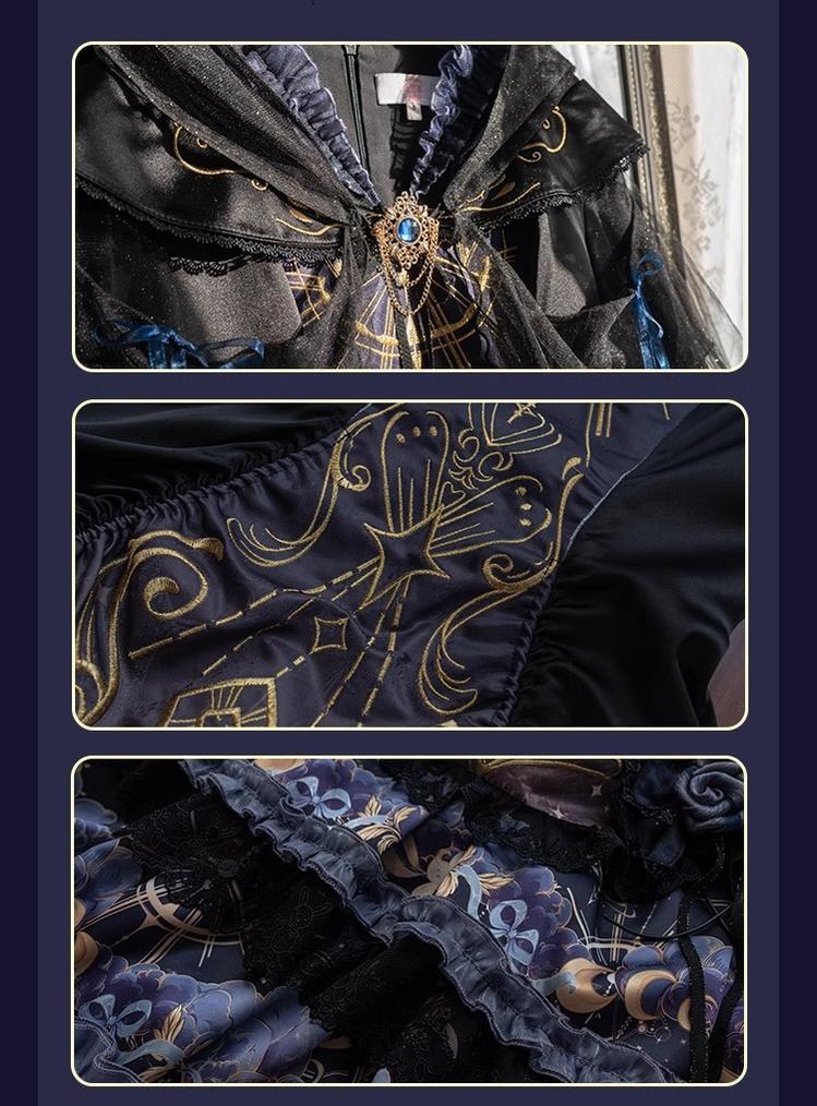 YingLuoFu - Astro Cat - Gothic Lolita OP Suit Witch Lolita Dress and Shawl