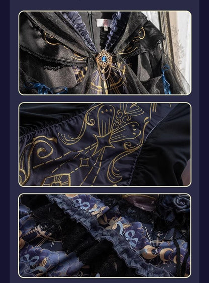 YingLuoFu - Astro Cat - Gothic Lolita OP Suit Witch Lolita Dress and Shawl