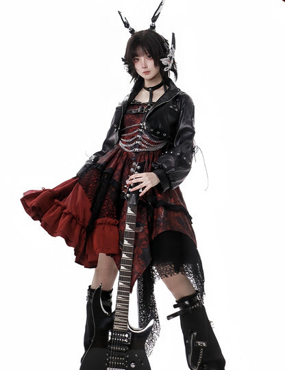 YingLuoFu - Bleeding Strawberry - Gothic Lolita JSK Dress With Jacket/Rib Chain Accessory
