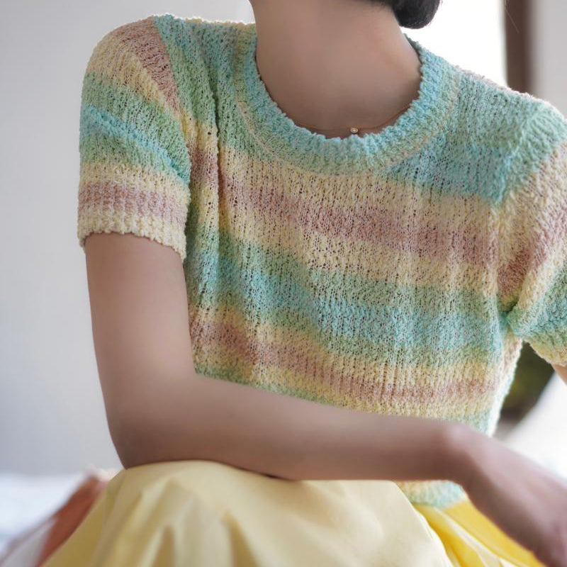 colorful striped knit tops