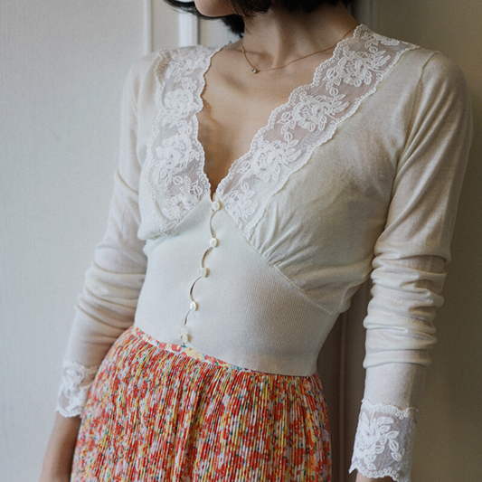 Floral embroidery romantic cardigan