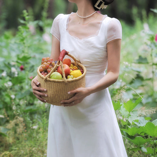 British lady's white vintage dress