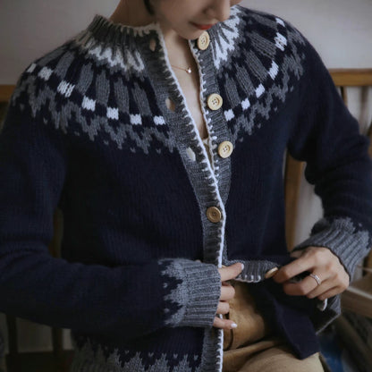 nordic pattern cardigan