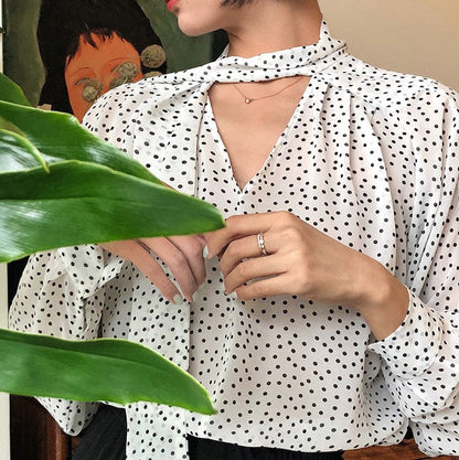 Lady's Polka Dot Retro Blouse