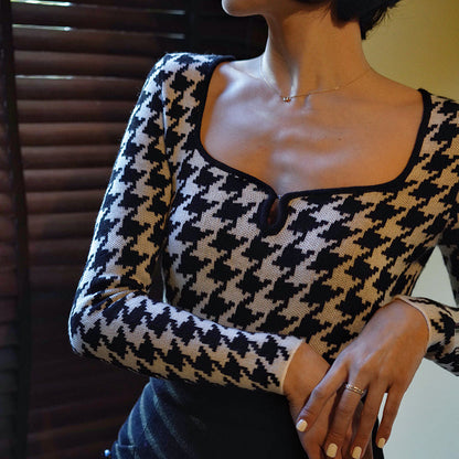 Houndstooth Slim Knit