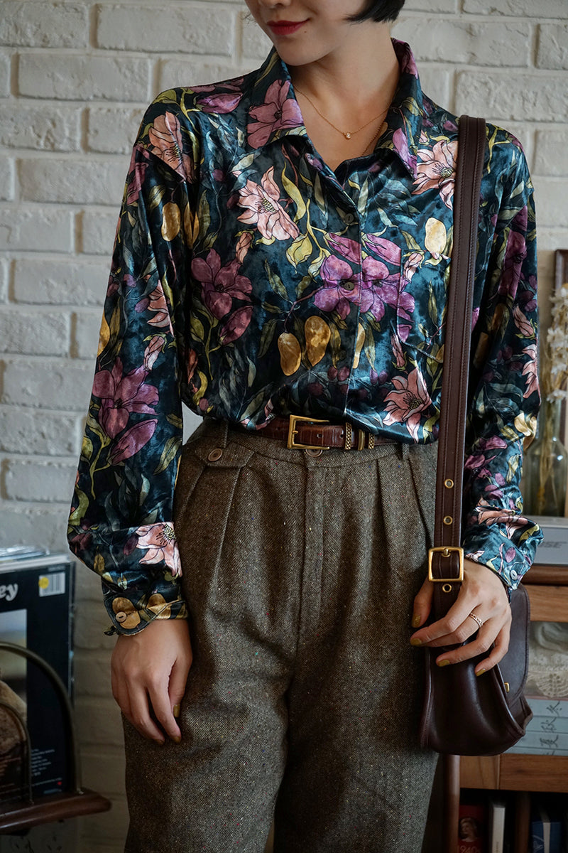 floral drawing vintage shirt