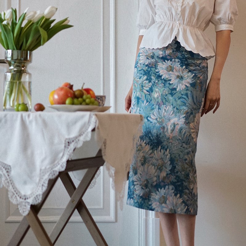 oil painting pencil skirt