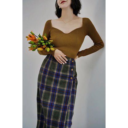 western plaid retro pencil skirt