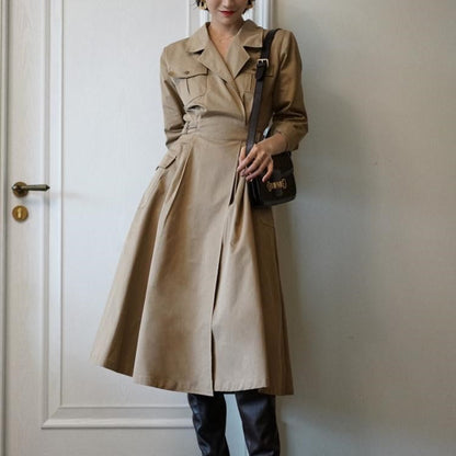 Western vintage khaki trench coat