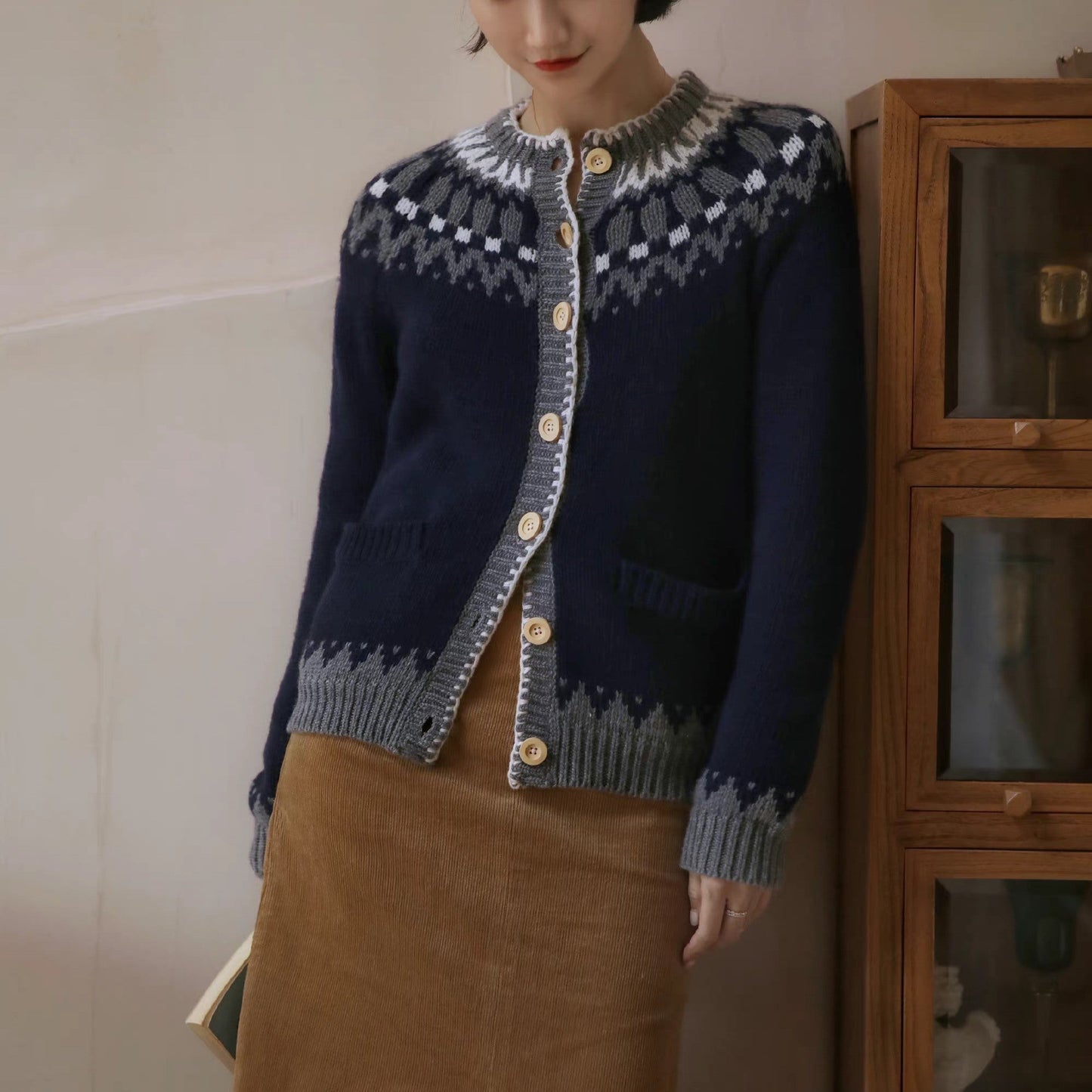 nordic pattern cardigan