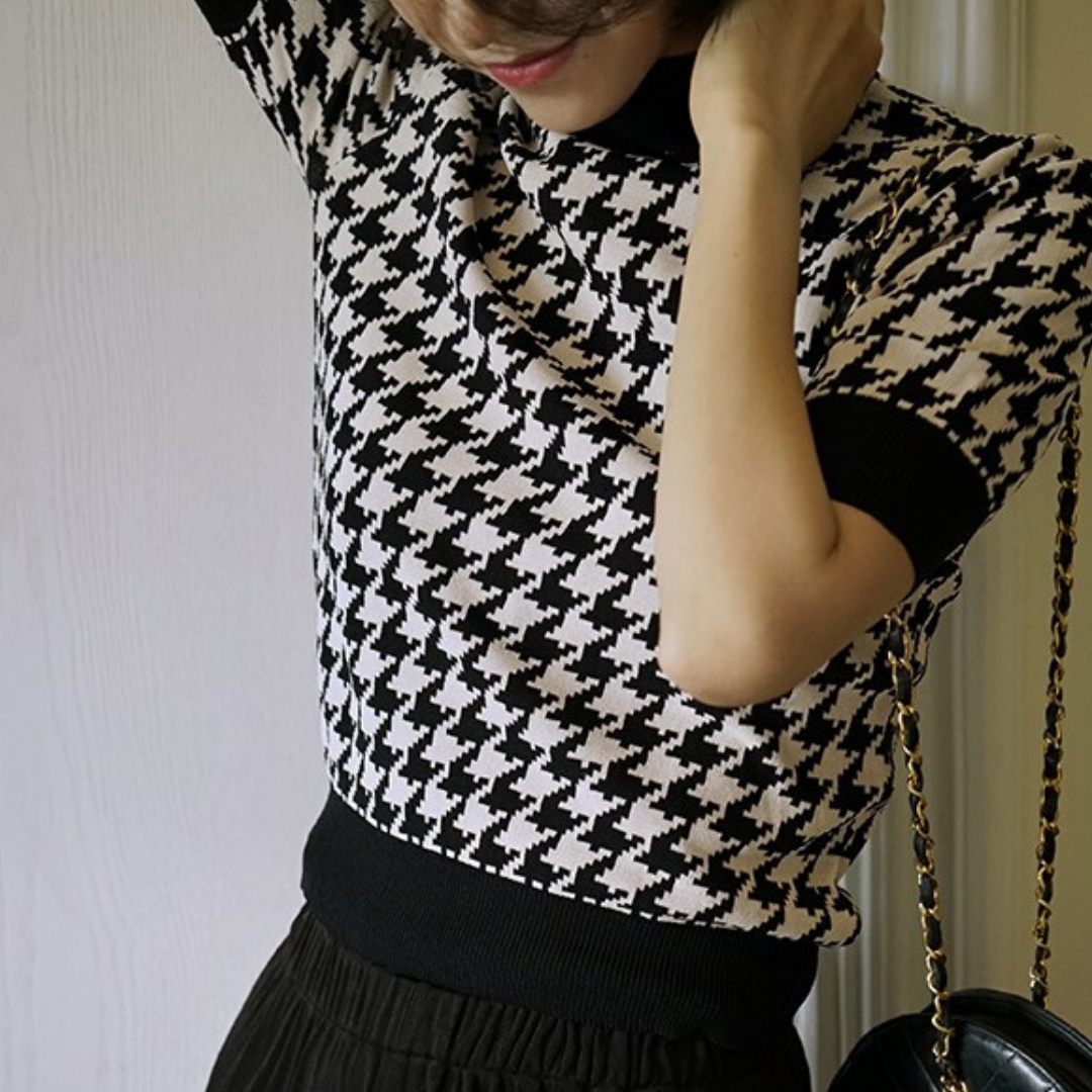 houndstooth vintage turtle knit