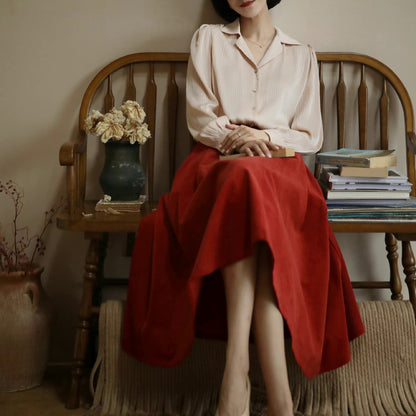 Crimson Lady Corduroy Umbrella Skirt