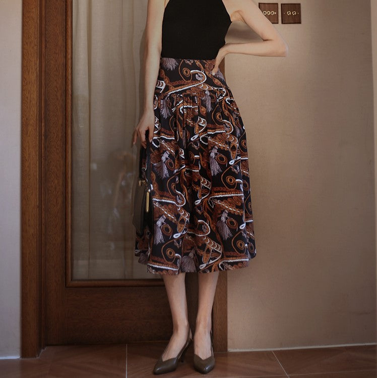 rope pattern hepburn skirt