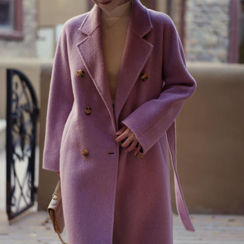 Purple lady long wool coat