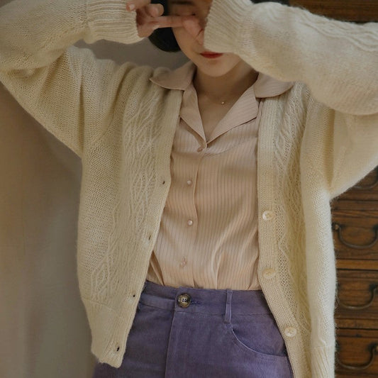 Aran pattern mohair cardigan