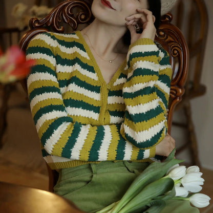 green striped cardigan