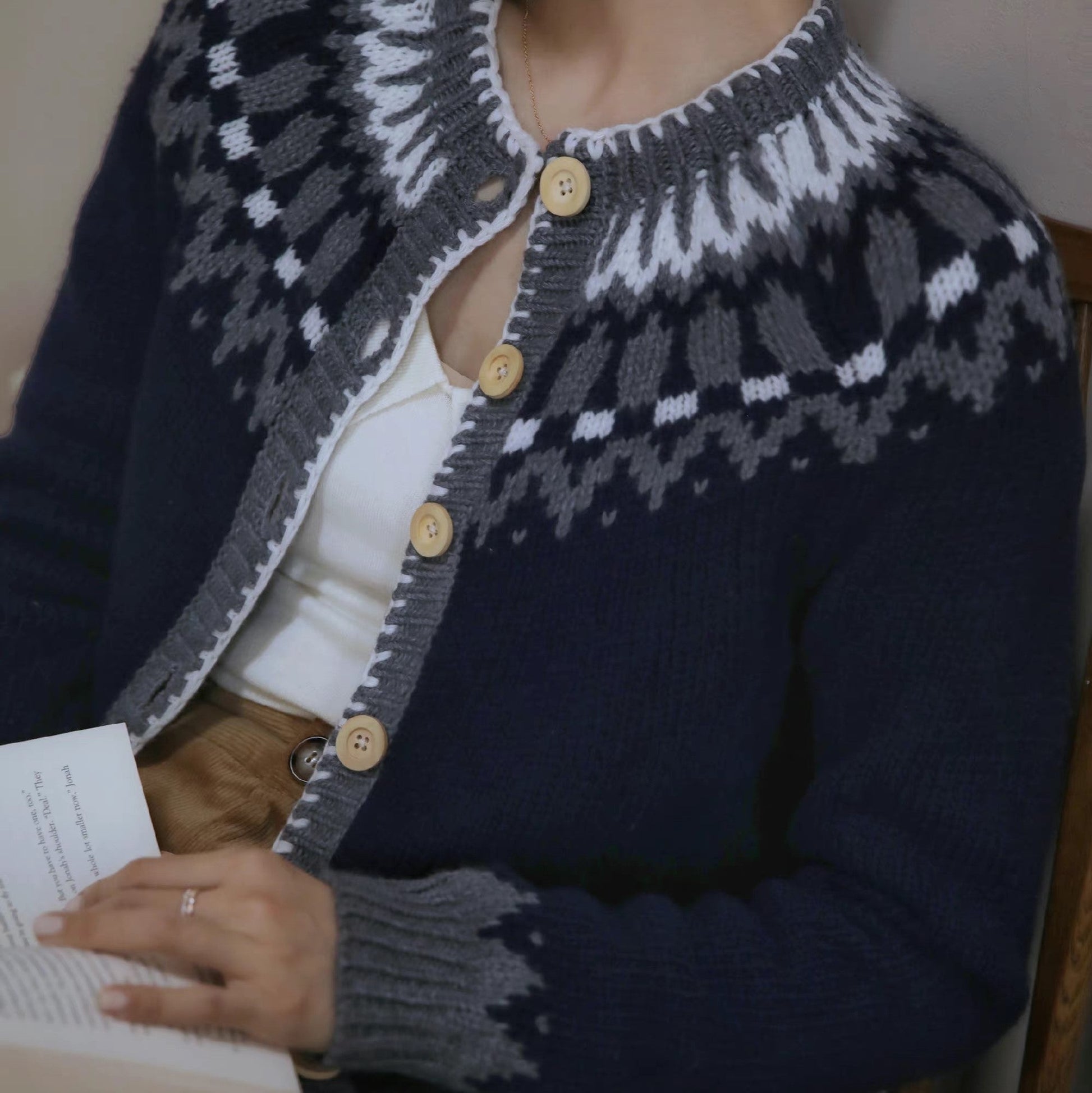 nordic pattern cardigan