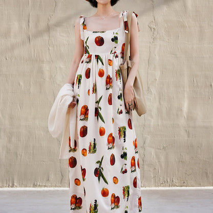 Fruit specimen strap long dress