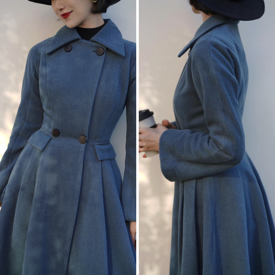 Gray Indigo Lady Classical Wool Coat