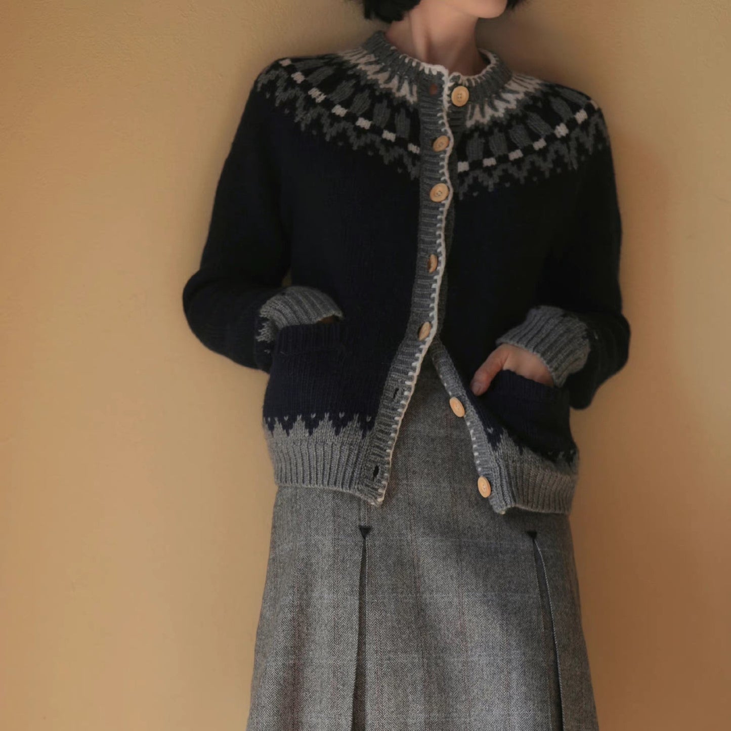 nordic pattern cardigan