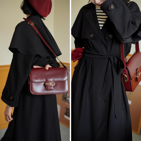 Black lady classic trench coat