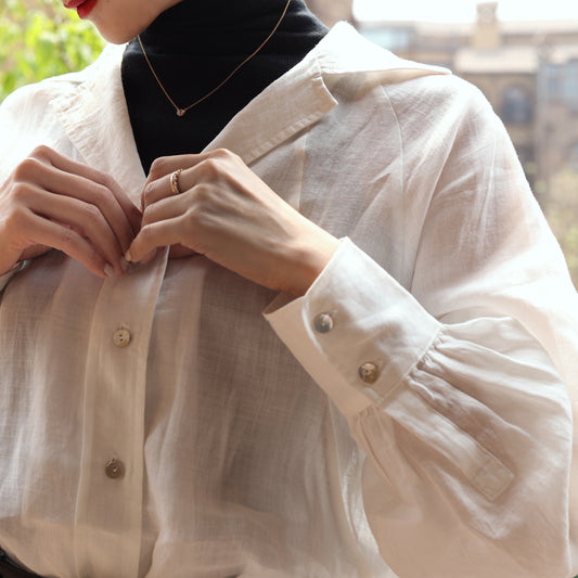 Lady White Linen Blouse