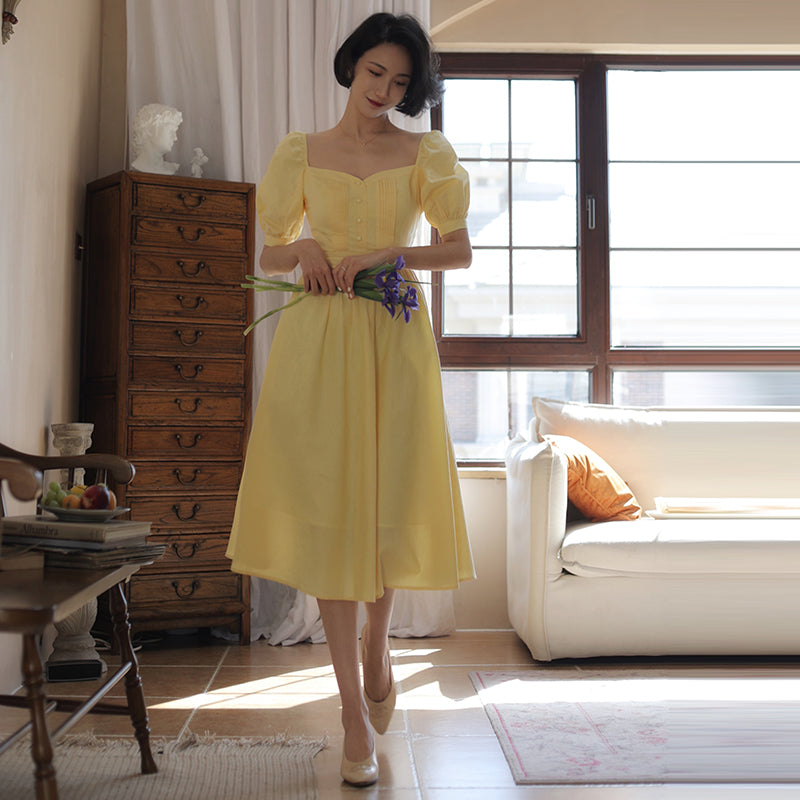 Pale Yellow Lady Hepburn Dress