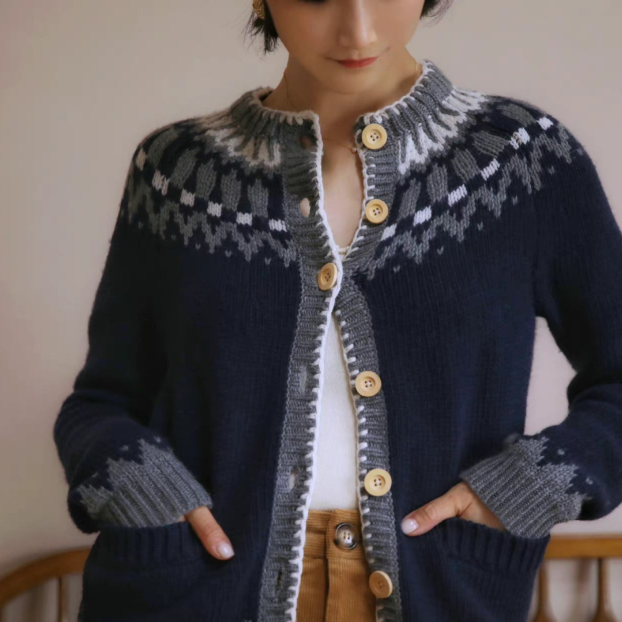 nordic pattern cardigan