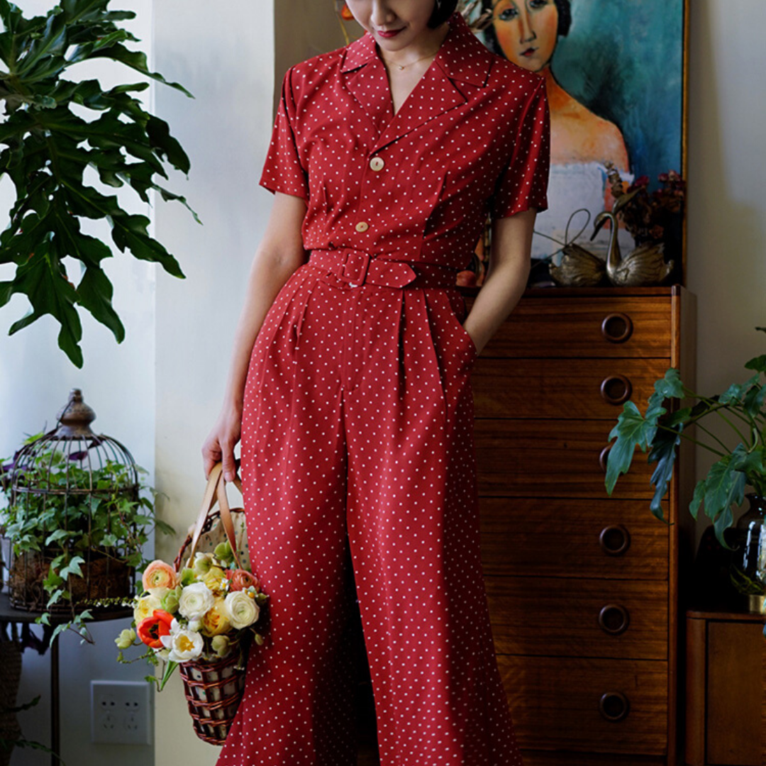 Lady's Polka Dot Retro Jumpsuit