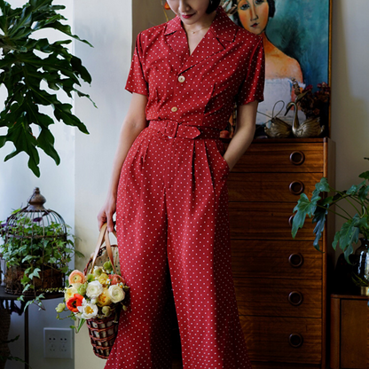 Lady's Polka Dot Retro Jumpsuit