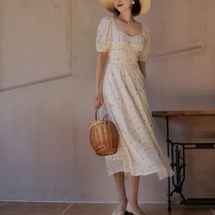 Floral embroidered dress with glittering jewels