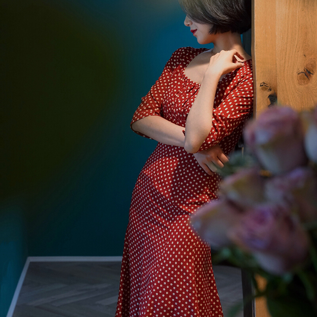 Italian lady's polka dot dress