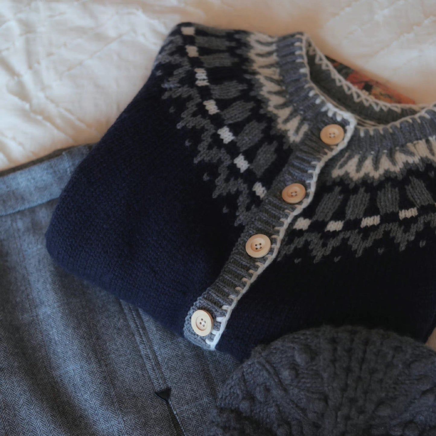 nordic pattern cardigan