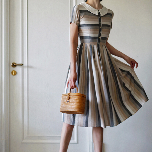 Literary Lady Vintage Striped Dress