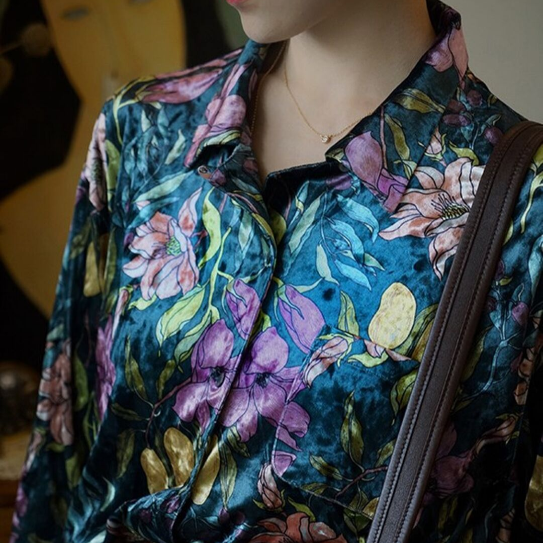 floral drawing vintage shirt