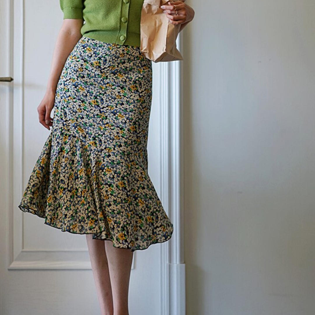 Vintage skirt dripping with flower drops