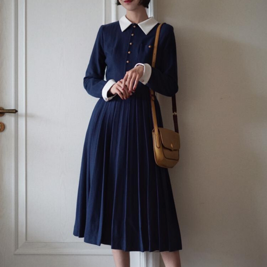 Navy blue classic dress