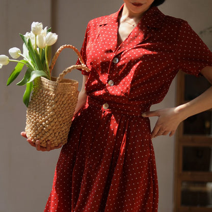 Red Polka Dot Pattern Retro Dress