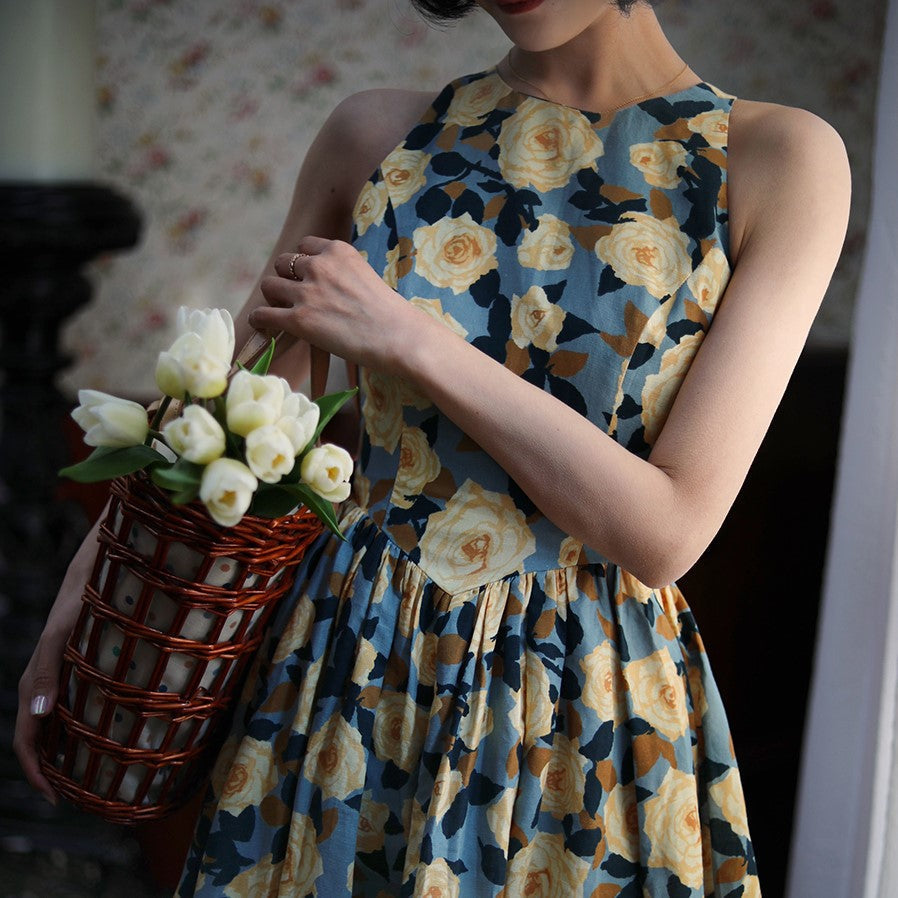 Rose flower crowd retro dress