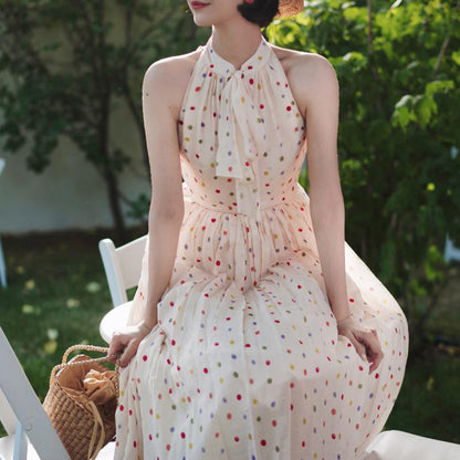 Polka dot tea party sleeveless dress