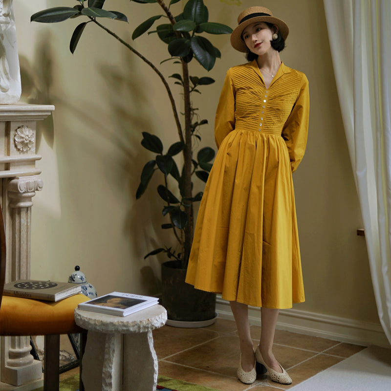 Wisteria Yellow Lady Hepburn Dress