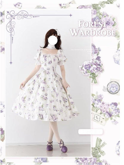 Forest Wardrobe - Forest Basket - Classic Lolita OP Dress Floral Print