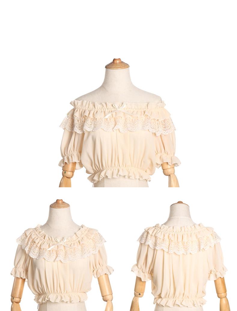 ZhiJinYuan - Elegant Lolita Shirt Open Shoulder Blouse