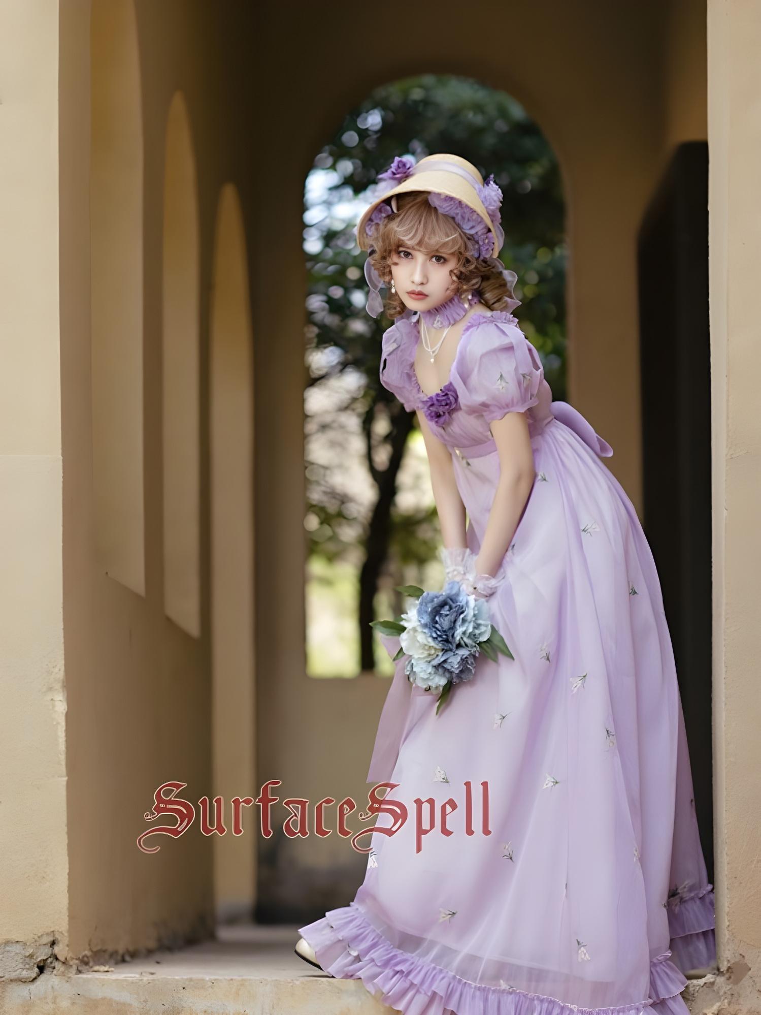Surface Spell - Spring Rendezvous - Vintage Lolita OP Dress Embroidered Empire Waist Dress