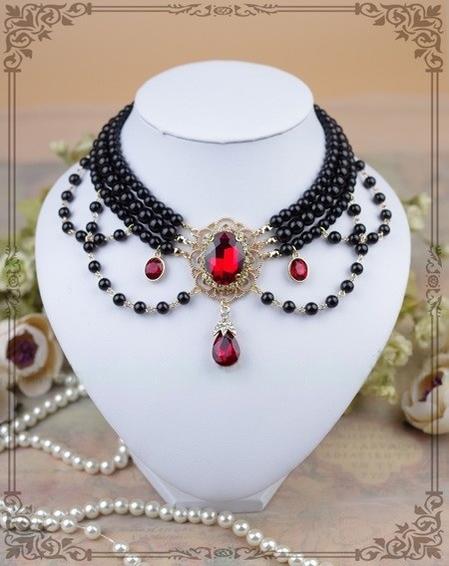 Rose of Sharon - Customized Lolita Pearl Necklace with Gemstone Pendants