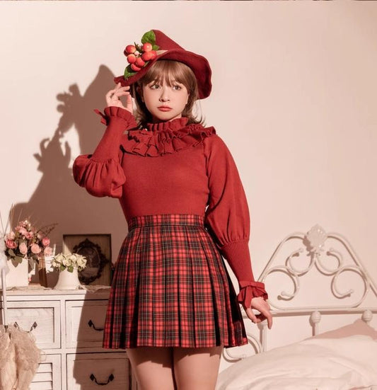 Miaoplus - Sweet Lolita Knit Sweater Long Sleeve Winter Lolita Top