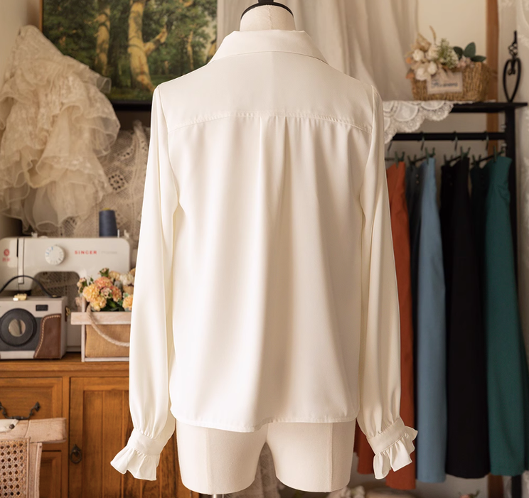 Forest Wardrobe - Forest Basket - Elegant Lolita Shirt Retro Dual Collar Versatile Shirt